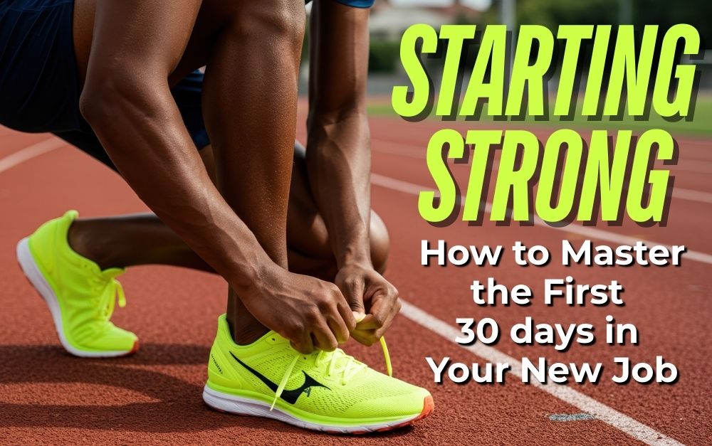 African-American runner tying bright yellow tennis shoes on a track.