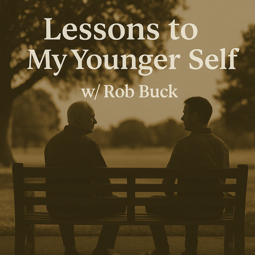 Older man and younger man sitting on a park bench